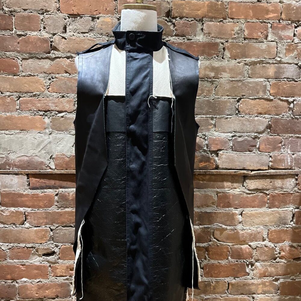 Rick Owens Mainline Mock Neck Leather Vest – RR16S3912-BLCWSH – SS16 “Cyclops”